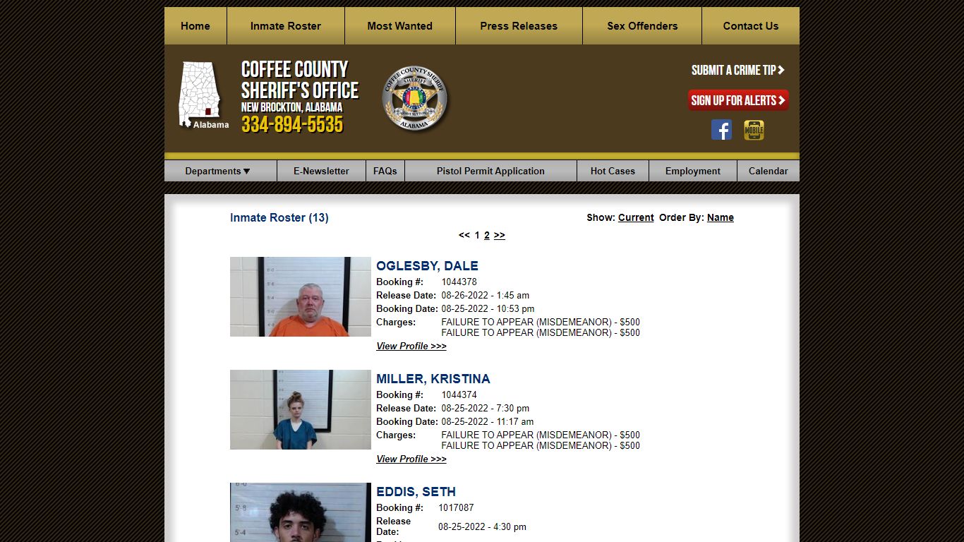 Inmate Roster - Coffee County AL Sheriff's Office